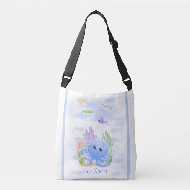 Little Blue Octopus Crossbody Bag (Front)