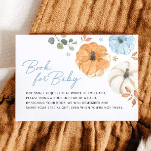 Little Blue Pumpkin Boy Baby Shower Books for Baby Enclosure Card