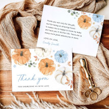 Little Blue Pumpkin Boy Baby Shower Thank You Card