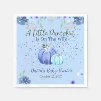 Little Blue Pumpkin Fall Floral Baby Shower Napkin