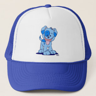 Little blue puppy trucker hat