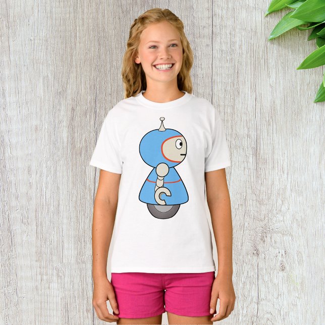 Little Blue Robot Girls T-Shirt (Creator Uploaded)