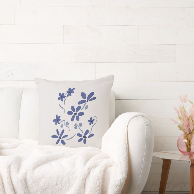 Little Blue Romantic Flowers Cushion (Couch)