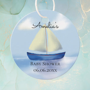 Little Blue Sail Boat Baby Shower Favour Tags