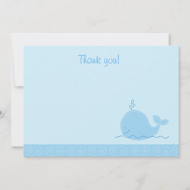 Little Blue Whale Flat Thank You notes (Front)