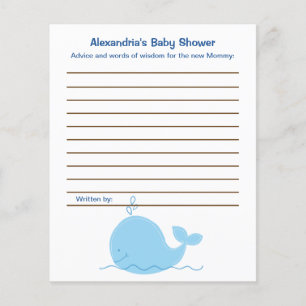 Little Blue Whale Flyer Baby Shower Advice Cards