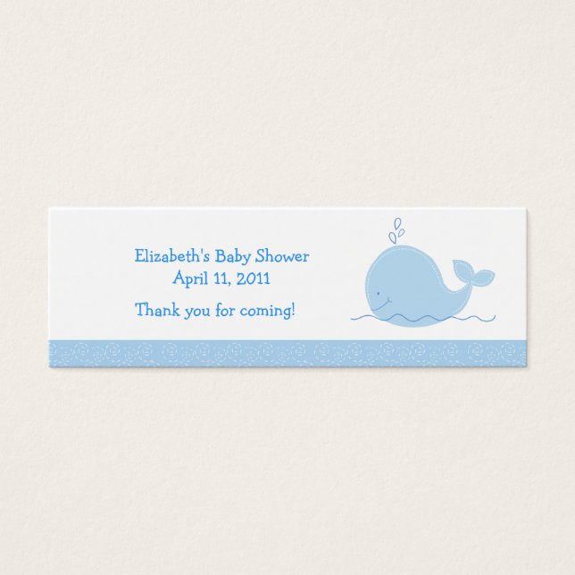 Little Blue Whale Shower / Birthday Favour Tag (Front)