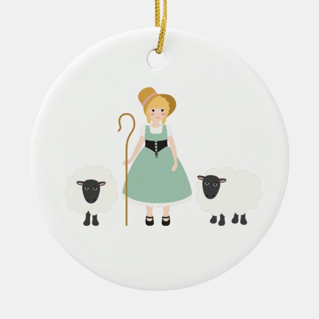 Little Bo Peep Ceramic Tree Decoration (Front)