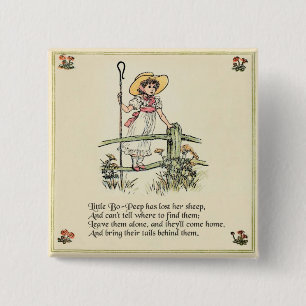 Little Bo-Peep: Classic Kate Greenaway Nursery 15 Cm Square Badge