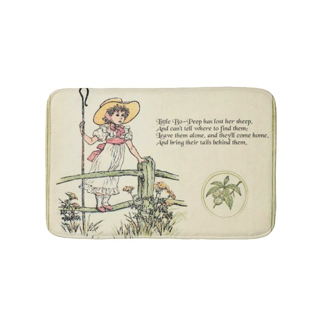 Little Bo-Peep: Classic Kate Greenaway Nursery Bath Mat (Front)