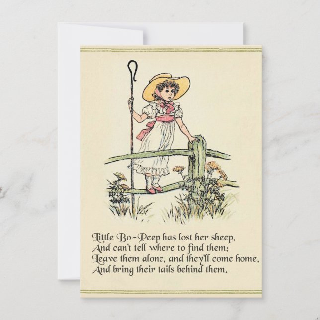 Little Bo-Peep: Classic Kate Greenaway Nursery Invitation (Front)