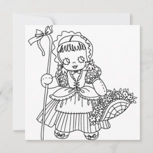 Little Bo Peep Doll Girl Colouring Page