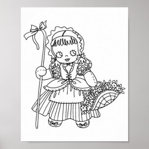Little Bo Peep Doll Girl Colouring Page Poster
