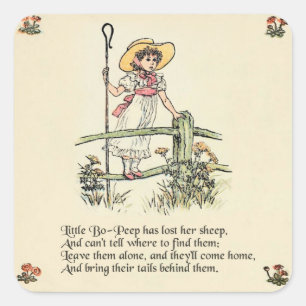 Little Bo Peep Nursery Rhyme Square Sticker