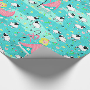 Little Bo Peep spring wrapping paper