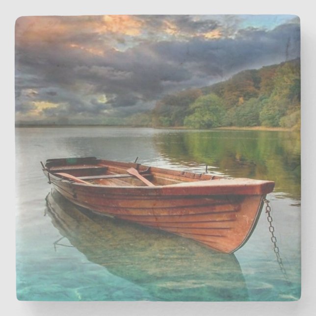 Little Boat in the Still Water Stone Coaster (Front)