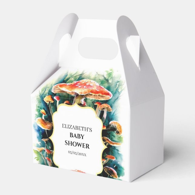 Little Boho Mushroom Baby Shower Favour Box (Front Side)