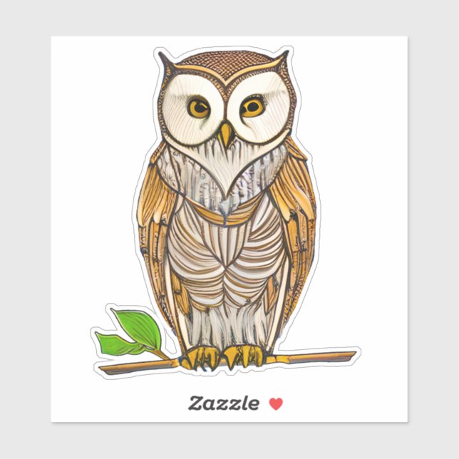 Little Boho Owl on a Branch Illustration  (Sheet)
