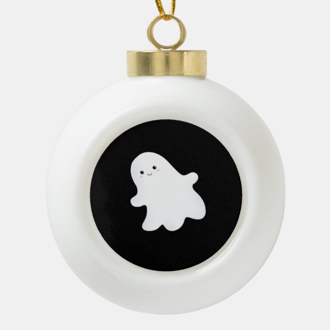 Little Boo Aesthetic Cool Ceramic Ball Christmas Ornament (Front)