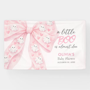 Little Boo Almost Due Bow Halloween Baby Shower Banner