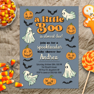 Little Boo Almost Due Cute Ghost Halloween Shower Invitation