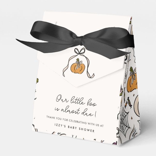 Little Boo Almost Due Halloween Baby Shower Favour Box (Front Side)