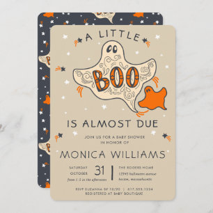 Little Boo Almost Due Halloween Baby Shower Invitation