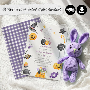 Little Boo Almost Due Halloween Baby Shower Invitation