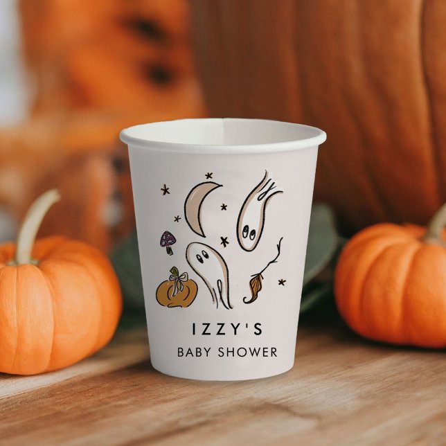 Little Boo Almost Due Halloween Baby Shower Paper Cups (Our Little Boo is Almost Due Halloween Illustrations Baby Shower Personalized Paper Cups)