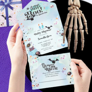 Little Boo Baby boy Baby shower All In One Invitation