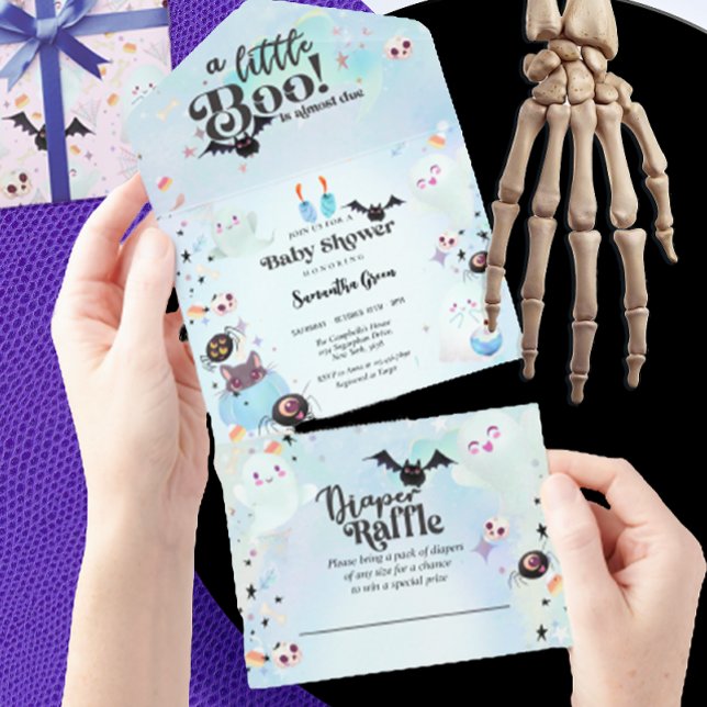 Little Boo Baby boy Baby shower All In One Invitation (Creator Uploaded)