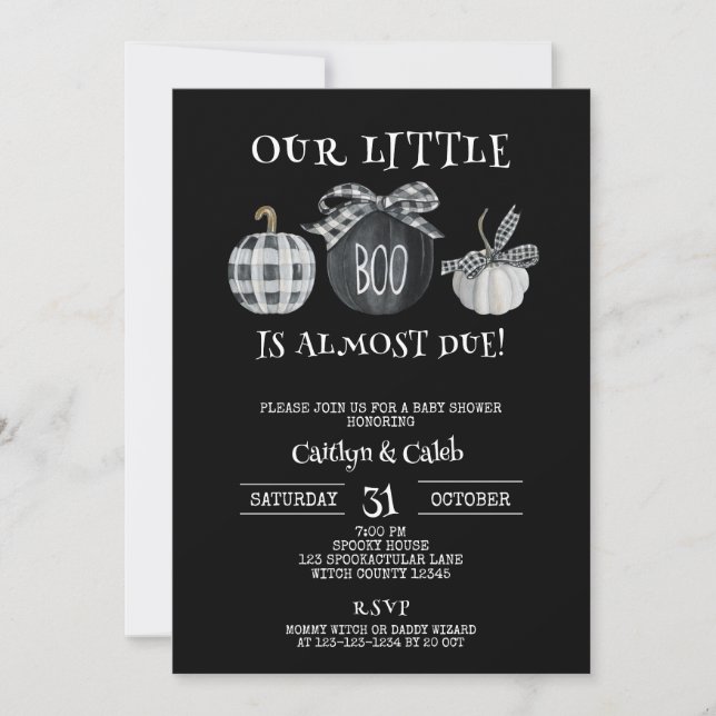 Little Boo Baby Shower, Halloween Shower Invitation (Front)