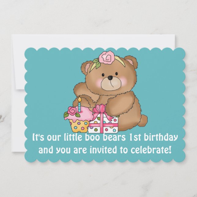 Little Boo Bear's 1st Birthday Party Invitation 3 (Front)