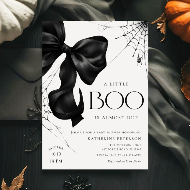 Little Boo Black Bow Baby Shower Invitation (Creator Uploaded)