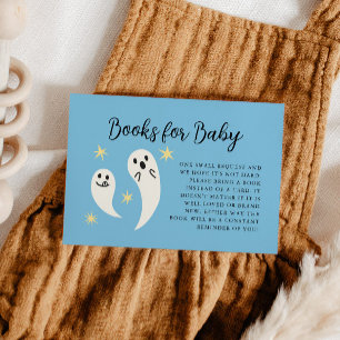 Little Boo Blue Baby Shower Book Request Enclosure Card