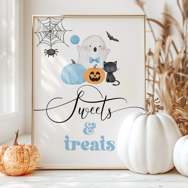 Little Boo blue ghost Halloween Sweets and treats  Poster (Creator Uploaded)