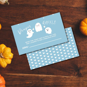 Little Boo Blue Halloween Baby Diaper Raffle Enclosure Card