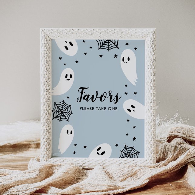 Little Boo Blue Halloween Baby Shower Favours Sign (Creator Uploaded)