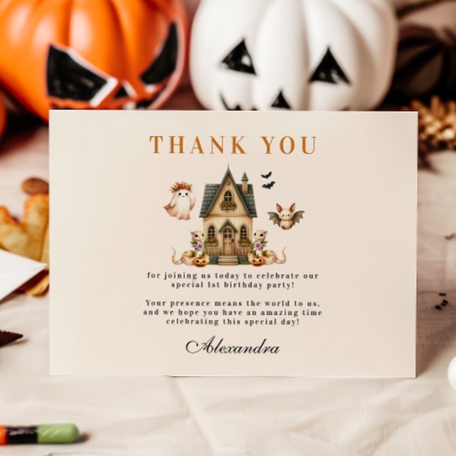 Little Boo Boho Birthday Bash Thank You Card (Creator Uploaded)