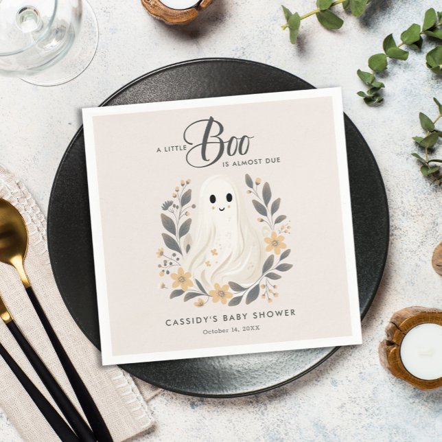 Little Boo Boho Ghost Halloween Baby Shower Napkin (Creator Uploaded)