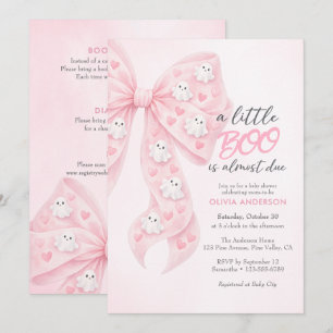 Little Boo Bow Halloween All-In-One Baby Shower Invitation