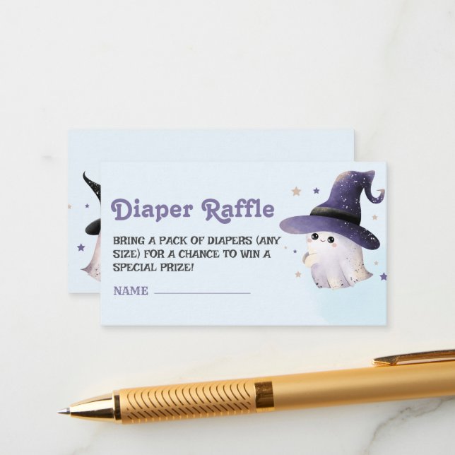 Little boo Boy Baby shower Diaper Raffle Ticket  Enclosure Card (Front/Back In Situ)