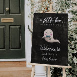 Little Boo Boy Baby Shower Welcome Sign<br><div class="desc">Modern and cute little boo theme boy's baby shower welcome sign featuring illustration of baby ghost with a bow tie. Perfect for your halloween or fall event.</div>