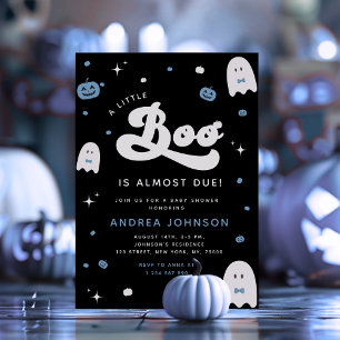 Little Boo Boy Halloween Baby Shower Invitation
