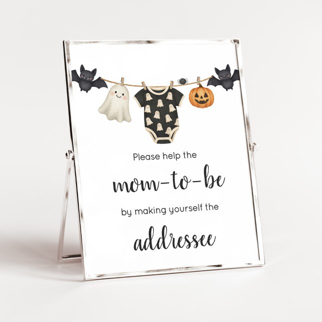 Little Boo Clothesline Baby Envelope Station Sign (Halloween Little Boo Clothesline Baby Shower Sign)