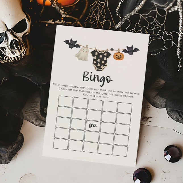 Little Boo Clothesline Bingo Game (A Little Boo Halloween Baby Clothes Baby Shower Bingo Game)