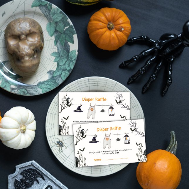 Little Boo Clothesline Diaper Raffle Baby Shower  Enclosure Card (Little Boo Clothesline Diaper Raffle Baby Shower Enclosure Card)