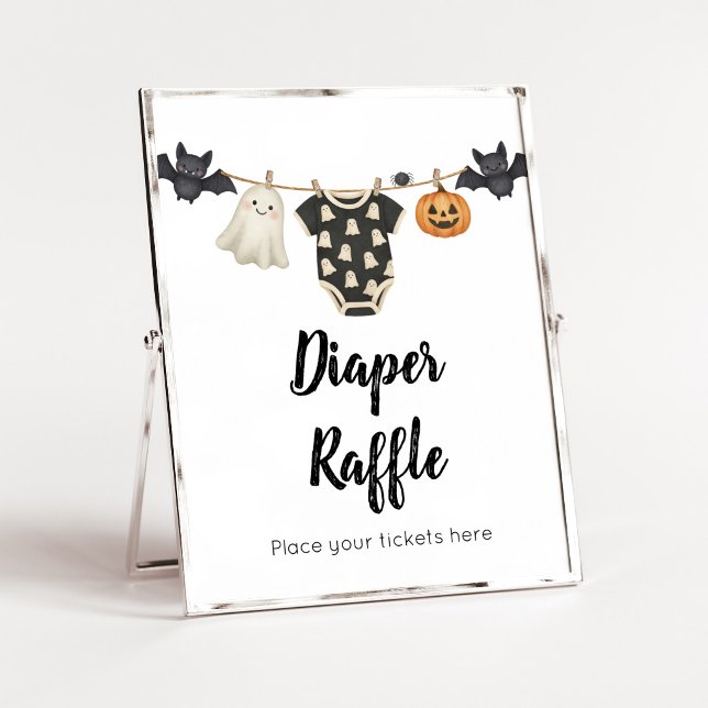 Little Boo Clothesline Diaper Raffle Sign (A Little Boo Halloween Baby Shower Diaper Raffle Sign)
