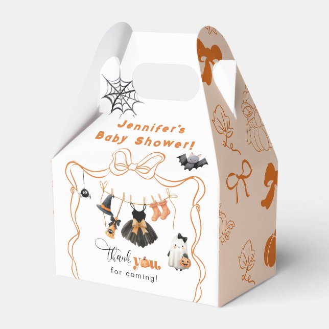 Little Boo Clothesline Girl Bow Baby Shower Favour Box (Front Side)
