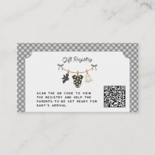 Little Boo Clothesline Grey Registry Baby Shower Enclosure Card